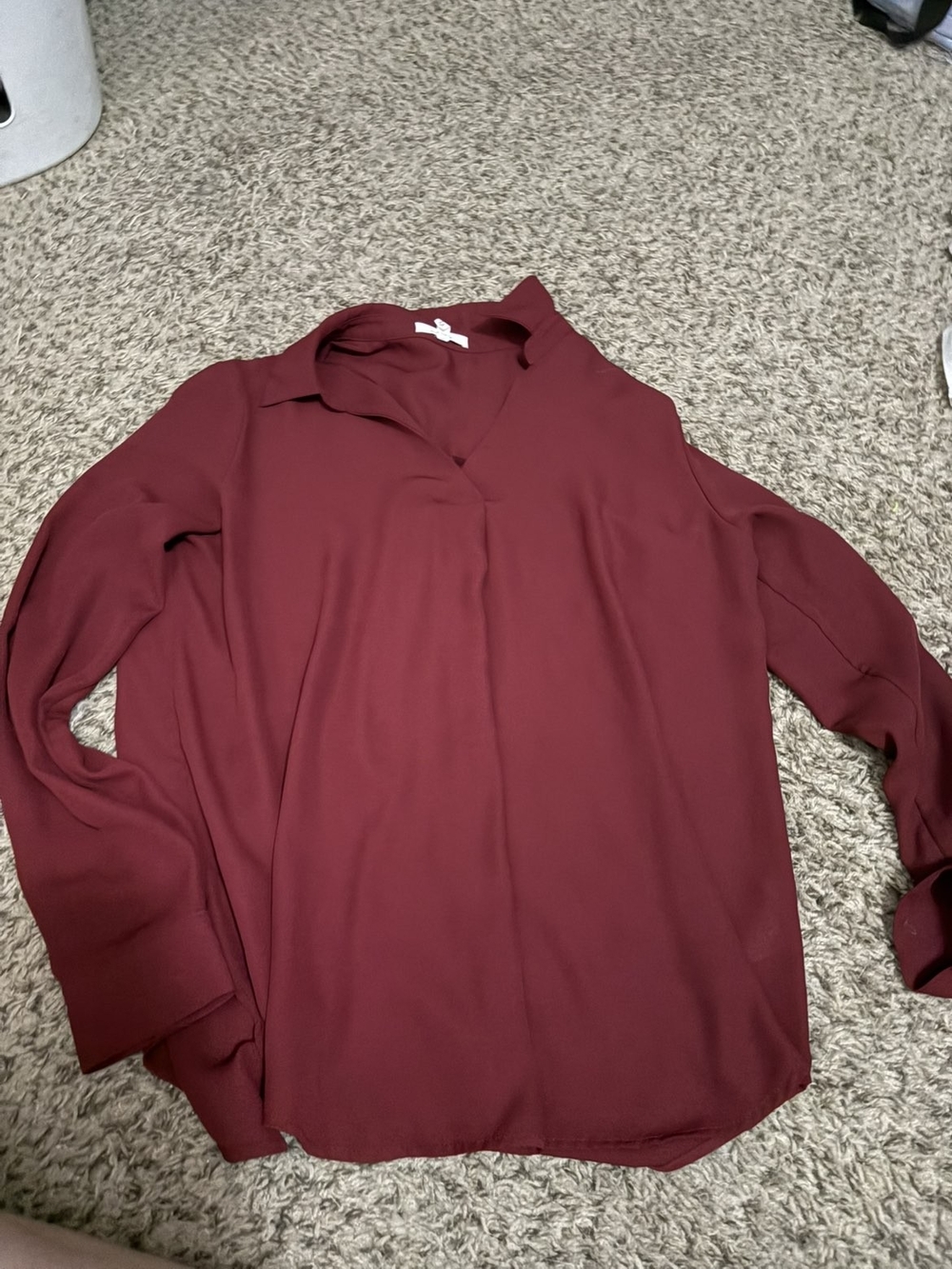 Women’s V-Neck Long Sleeve Blouse in Wine